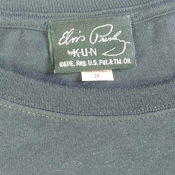 KUN Elvis Presley Black Rhinestone Short Sleeve T-shirt Tee, 2X - Picture 6 of 9